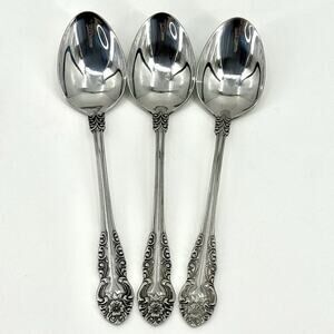 Lot of 3 - Voisin Floral CONTINENTAL Stainless Steel Serving Spoons 8 3/8”L MCM